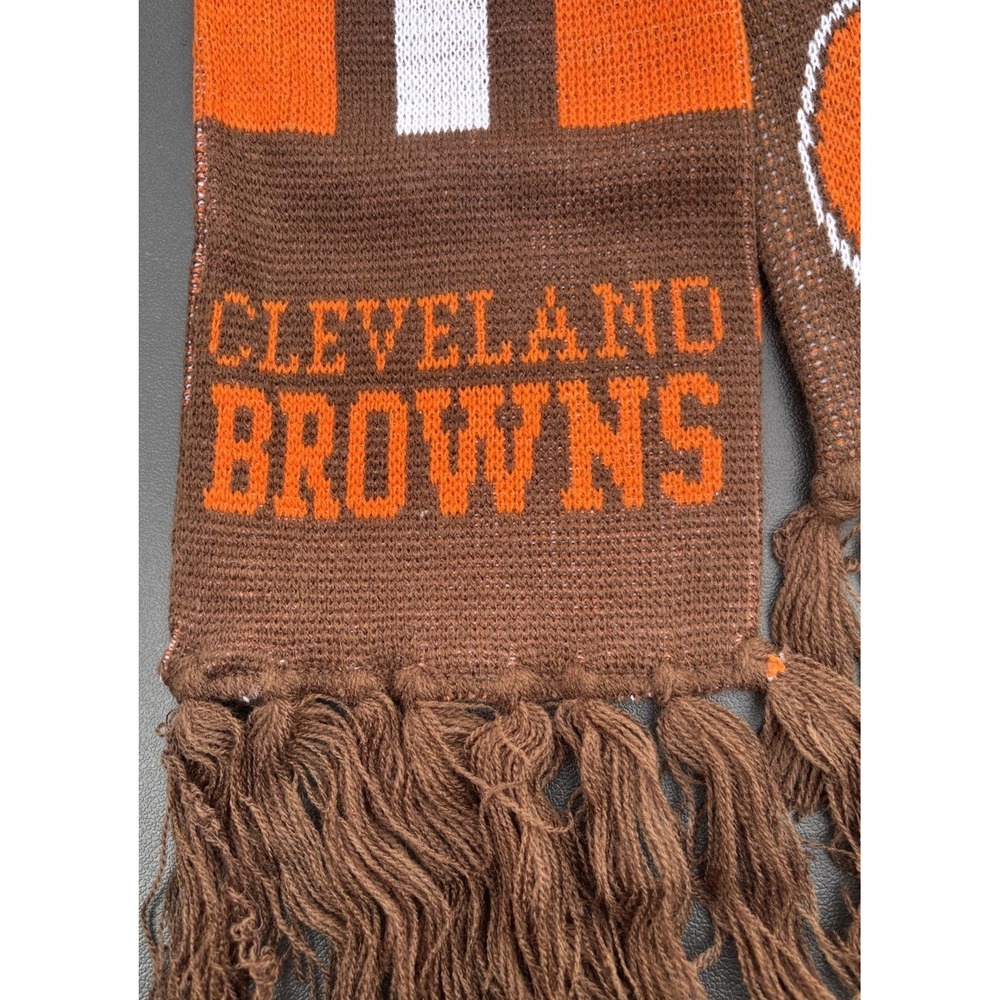 Cleveland Browns Winter Scarf Brown Orange Fringe Knit 60 inches long Football - Picture 3 of 3